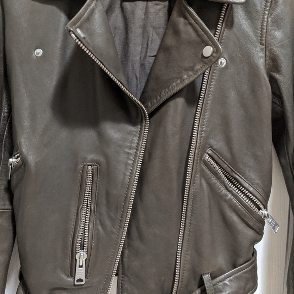 All Saints Balfern Leather Biker's Jacket Size 4 - Picture 5 of 16